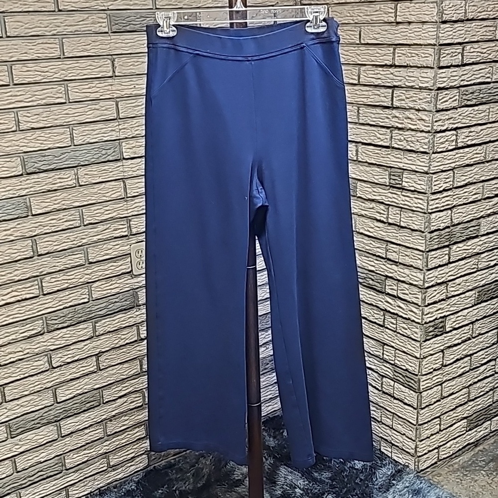 Roamans Wide Leg Pull On Pants Navy Blue Size 16w Exc Cond